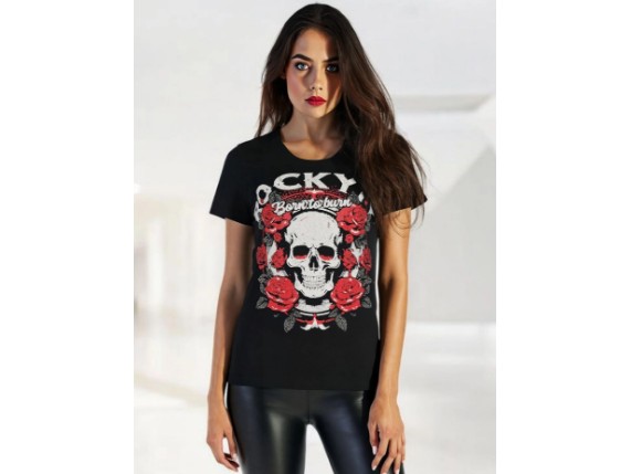 SHCE007 Glamour Skull, schwarzes rockiges T-Shirt