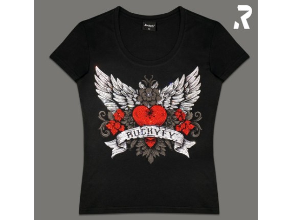 SHDF001 Glamour Wing T-Shirt mit Flügel und Herz