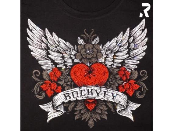 SHDF001 Glamour Wing T-Shirt mit Flügel und Herz3