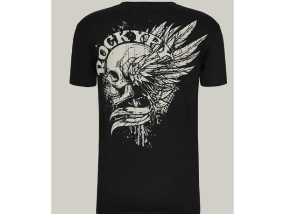 SHDF002 Black Skull, rockiges schwarzes T-Shirt mit Totenkopf rs