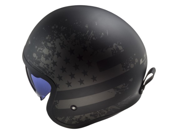 Casco Moto Jet LS2 Spitfire II Black Flag - Aperto, Con Parasole Integrato, Omologazione ECE 22.06