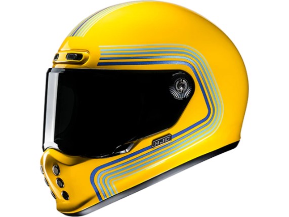 Casque Moto Intégral HJC V10 Foni MC3 – Taille L, Jaune Fluo, Pour Homme Et Femme, Certifié Route