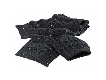 Mütze-Schal-Set Knitted Sequin Damen