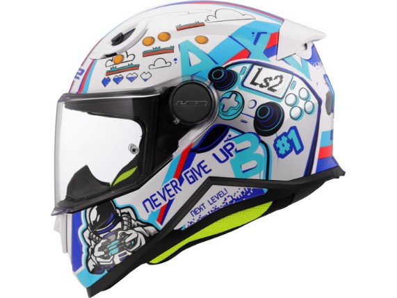 ls2 helm ff812 kids weiß türkis blau rot