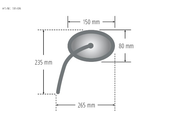 PW 301-306, Spiegel Universal 10mm rechtgew