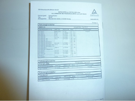 WU 26090-002, Spiegelverbreiterung BMW G650GS