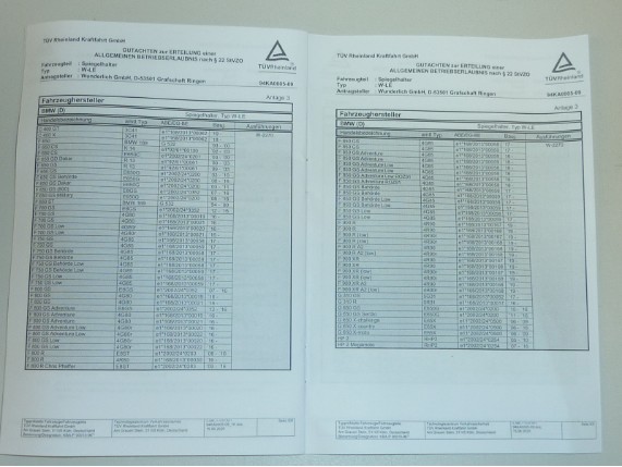 WU 26100-002, Spiegelverbreiterung BMW R1200GS LC