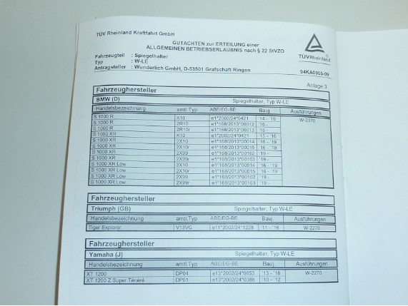 WU 26100-002, Spiegelverbreiterung BMW R1200GS LC