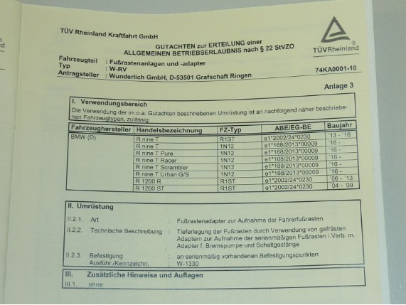 WU 31430-802, Fußrastenlieferung BMW RNineT 17-
