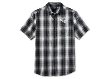 Herren Screamin' Eagle Short Sleeve Shirt - Black Plaid