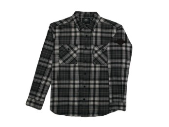 Oil Can Bar & Shield Embroidered Plaid Flannel Shirt 