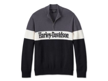 Darting 1/4 Zip Sweater für Herren - Colorblock-Design – Black Beauty