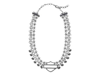 Multi-Chain B&S Charm Necklace Silber