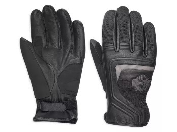 Bar & Shield Logo Leather & Mesh Gloves