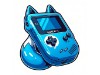 eine Gameboy artige Handheld Konsole in form eines blauen Fuchses