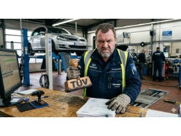 TÜV Prüfer mit Stempel