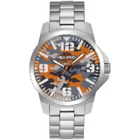 Harley-Davidson® Herrenuhr mit Bar & Shield Logo, Camouflage-Print, Edelstahl