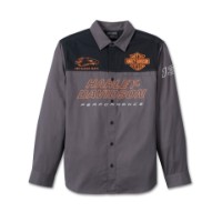 Screamin' Eagle Herrenhemd – Farbblock-Design – Schwarzperle