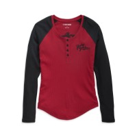Harley-Davidson® Damen Timeless Silver Wing Henley - Colorblocked