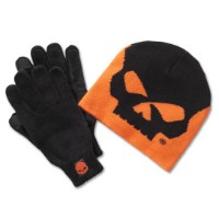 Harley-Davidson® Willie G Skull Beanie & Handschuh-Set orange