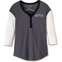 Harley-Davidson® Henley-Strick – Farbblock-Design – Schwarzperle