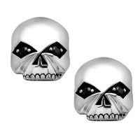 Harley-Davidson® Ohrringe Black Skull G Drop Silber