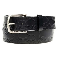 Harley-Davidson® Herren-Muscle-Up-Totenkopfgürtel, schwarzes Leder