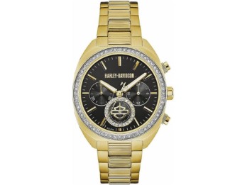 Harley-Davidson® Damen-Chronograph mit Kristallgehäuse und sechs Zeigern