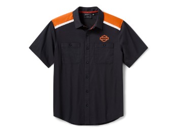 Harley-Davidson® Kurzarmhemd H-D Tech Coolmax Colorblock schwarz/orange