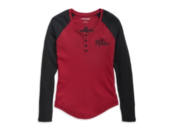Harley-Davidson® Damen Timeless Silver Wing Henley - Colorblocked