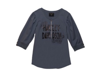 Pride Fashion Dusty Blue Knit Top Damen T-Shirt