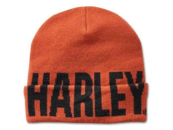 Harley-Davidson® Herren-Strickmütze mit Bündchen – Vintage Orange