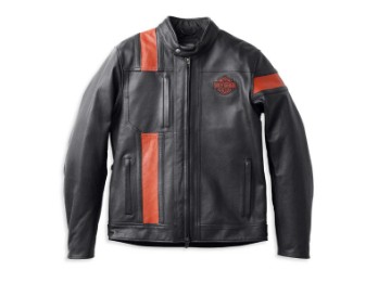 Harley-Davidson® CE Motorradjacke, Leder, Schwarz/Orange