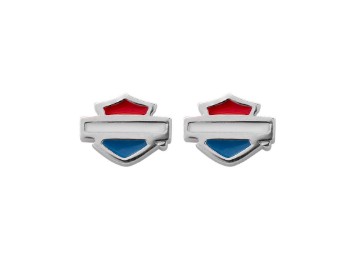 Harley-Davidson® B&S-Ohrstecker mit roter, weißer und blauer Emaille