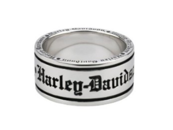 Harley-Davidson® Herrenring Old English Script Band Ring, Sterling Silber