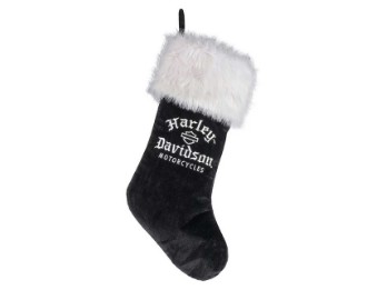 Harley-Davidson® Winter-Weihnachtsstrumpf mit dem old english Bar & Shield-Logo, Schwarz