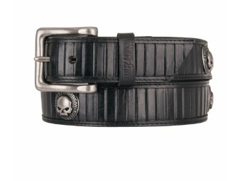 Harley Davidson® Ledergürtel Schwarz Road Bump Totenkopf Herren