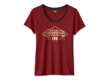 Harley-Davidson® Damen T-Shirt "120th Anniversary Speedbird Diamond Scoopneck Red"