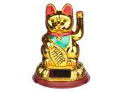 Wackelfigur Maneki Neko Winkende Glückskatze Gold Solar