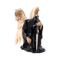 Todesengel Figur kniend mit Schwert Harz Metall Halloween Deko 20 cm