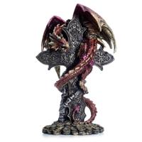 Dark Legends Drachenfigur Wächterdrache Keltenkreuz Harz Deko 24 cm