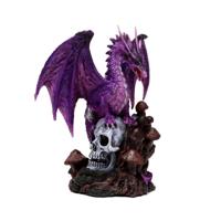 Enchanted Nightmare Drachenfigur Totenkopf Wald-Spirit Amethyst Harz 20,5 cm