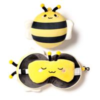 Nackenkissen Nackenhörnchen Reisekissen Augenmaske Plüsch Biene Relaxeazzz