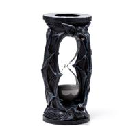 Fledermaus Sanduhr Halloween Deko aus Harz Glas und Sand 19 cm