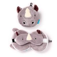 Nackenkissen Nackenhörnchen Reisekissen Augenmaske Plüsch Nashorn Relaxeazzz