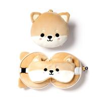 Nackenkissen Nackenhörnchen Reisekissen Augenmaske Plüsch Shiba Inu Hund