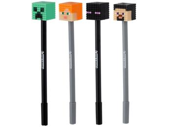 Minecraft Kugelschreiber Kuli 4er Set mit Feine Spitze und 18,5 cm Länge