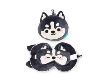 Reisekissen Schlafmaske für Kinder Plüsch Luna the Husky Schlittenhund Relaxeazzz