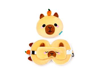 Schlafmaske Reisekissen für Kinder Plüsch Duke the Capybara Wasserschwein Relaxeazzz