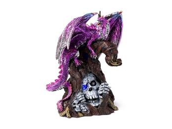 Dark Legends Amethystdrache LED Dekofigur Hüter der Todespforte Harz Kunststoff Lila 24,5cm